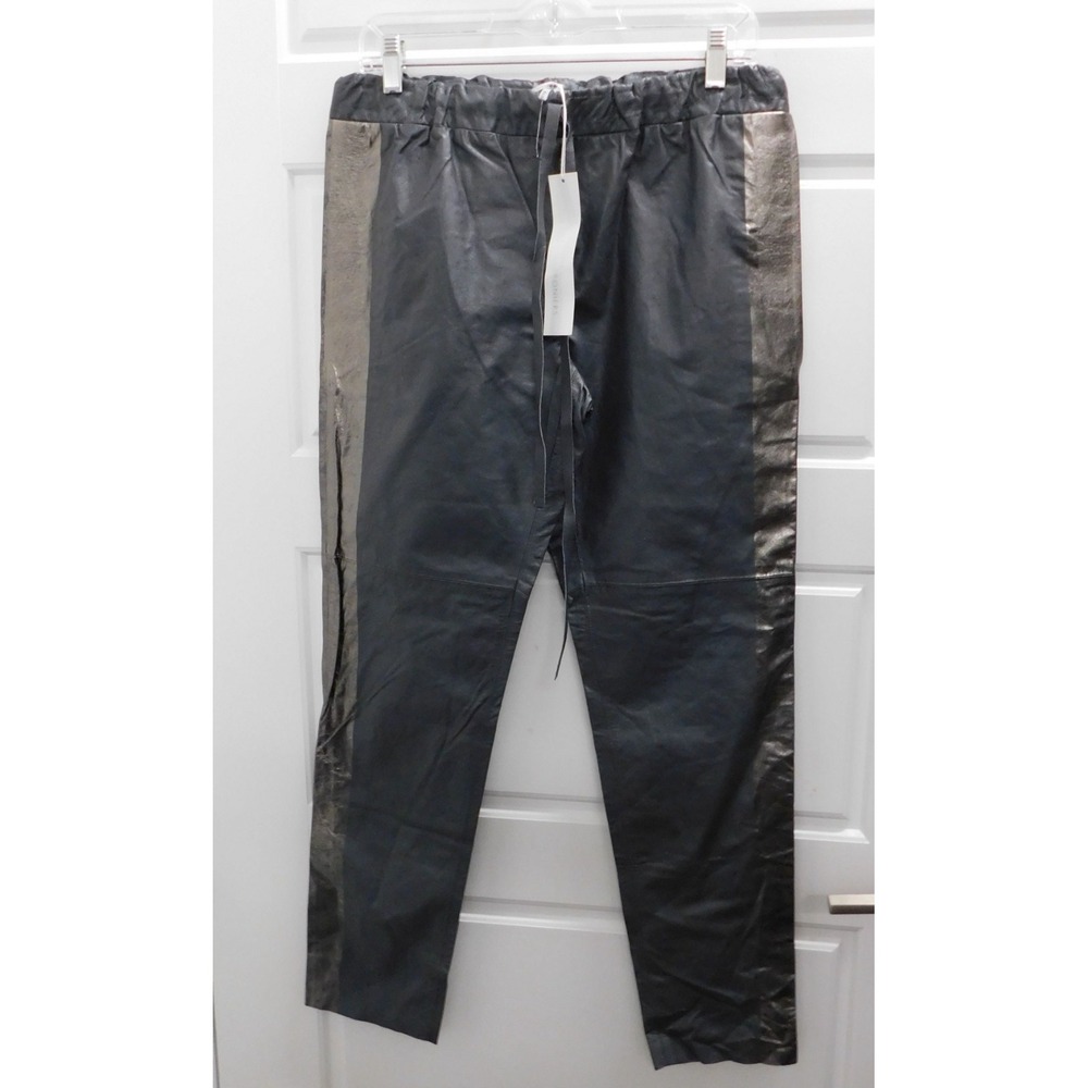 Les Chiffoniers Drawstring Leather Pants Basalt/Silver‎ XXS NWT